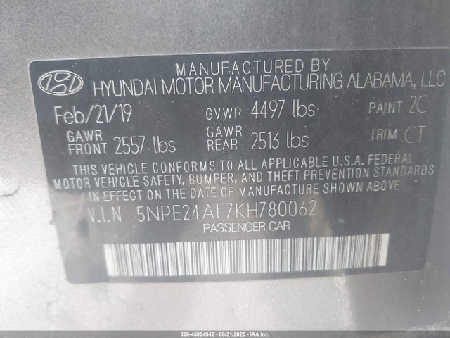 2019 HYUNDAI SONATA SE - 1